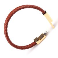 GVUSMIL USB Leather Charging Bracelets Portable Braided Wrist Band Cable Data Charger for iPhone (7.9inch)