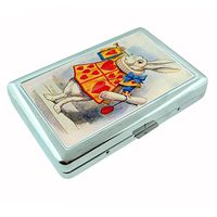 Perfection In Style Silver Cigarette Case Metal Wallet Alice in Wonderland Design D003