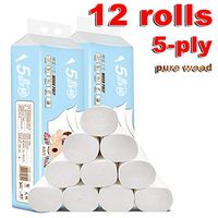 12 Rolls Paper Towels 5-Ply Natural Wood Pulp Home Household Paper Towels Soft White Tissue Bathroom Roll Tissue Paper