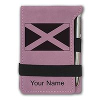Mini Notepad, Flag of Scotland, Personalized Engraving Included (Pink)
