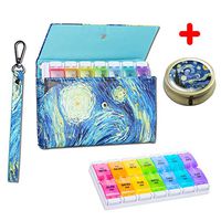 QIELIZI Pill Box and Pill Organizer with Lanyard,Large AM PM Medicine Pill Case 7 Day Travel Pills Box Daily Vitamin Container Fish Oil Holder (Starry Sky Set)