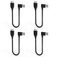 USB 3.0 Micro Cable, ELUTENG 4 Packs External Hard Drive Cable 1FT 5Gbps 90 Degree Right Angle to Micro-B Data Sync and Charging Cable for External Hard Drive Enclosure HDD SSD Smart Phones
