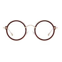 LR Round Blue Light Blocking Glasses Eyestrain UV Filter Lens Anti Blue Ray Glasses for Computer Use (Red/Gold)