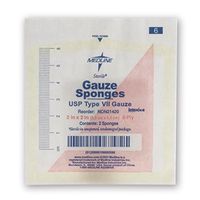 Medline NON21420H Gauze, Sponge, 2" x 2", 8Ply, Sterile, Lf, 2S (Pack of 100)