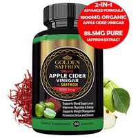 Golden Saffron 100% Organic Apple Cider Vinegar Pills 1800 mg Plus 88.8 Saffron Extract - 2 in 1 Supplement, Natural Digestion, Immune Booster Support & Cleansing Supplement with Probiotics