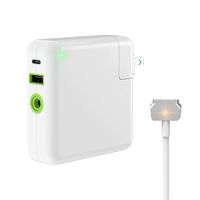 icalla 60W Charger for MacBook Pro 13 inch Retina(Late 2012-Early 2015),3 in 1 Replacement Charger for 60W Magsafe 2 Power Adapter T-Tip A1425 A1435 A1502 MBP MAC Pro Charger w/USB-A USB-C Port