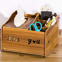 T-ZJHC Tissue Box Remote Control Storage Box Living Room Creative Coffee Table European Wood Multi-Function Tray Home, Vertical Version of Small Walnut