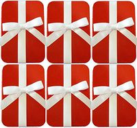 Set of 6 Give-A-Gift Red Gift Card Tins Boxes Holders with White Ribbon