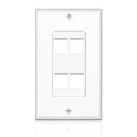 TNP Keystone Wall Plate - 4 Port Keystone Insert Jack Single Gang Wiring Plug Socket Decorative Face Cover Outlet Mount Panel with Screws White