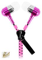 AIK in-Ear Zip Zipper Stereo Headphones Headphone Earphone Earbud for Mobile Phones Purple (Pink)
