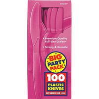 Amscan 43603.103 Plastic Knives, 9.8 x 7.5 x 8.8 inches, Bright Pink