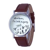 Balakie Unique Funny Watch Women Men Analog Quartz Whatever,I''m Late Anyway Wrist Watch (Brown, Alloy)