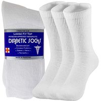 Diabetic Cotton Crew Socks Health Circulatory Physicians Approved Mens Womens White 12 Pack 10-13
