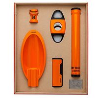 LUBINSKI Cigar Gift Set Cigar Cutter and Cigar Jar Tube and Ashtray and Cigar Bracket (5pcs/Set),Packed with Nice Gift Box