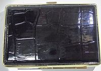 Black Alligator Print Eclipse Leatherette Wrapped Cigarette Case Holds 14 King Size Cigarettes (3102L14BKAligator)