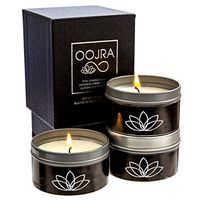 OOJRA Essential Oil Scented Soy Wax Luxury Travel Candle Gift Set of 3 with Gift Box - Thai Jasmine Bamboo, Australian Eucalyptus, Japanese Cherry Blossom