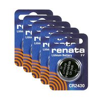 Renata CR2430 Lithium Coin Batteries 3V Blister Card Packaged For Peg Hook Durable (5 Pack)