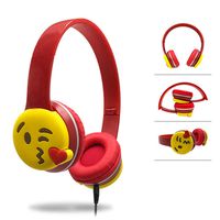 Cute Emoji Headband Stereo Headphones with Microphone Portable Wired Headset for Mobile Phone Mp3 Music (KISS)