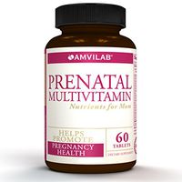 Amvilab Prenatal Multivitamin - One Serving a Day with All Essential Nutrients for Mom and Baby. Specially Formulated for Pregnant Women and Women Trying to Get Pregnant. 60 Tablets 2 Month Supply