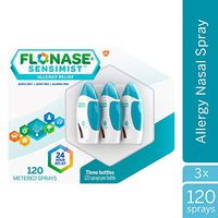 Flonase Sensimist 24hr Allergy Relief Nasal Spray, Gentle Mist, Scent-Free, 120 Sprays (120 Count, Pack of 3)