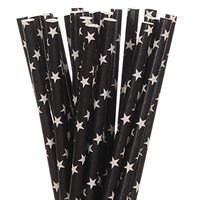 Biodegradable Paper Straws Black With White Star (100)