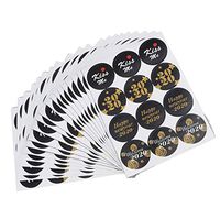 NUOBESTY New Years Eve Party Favor Stickers - Round 2020 Sticker - New Year Favor Labels - Black and Gold - 480 Labels