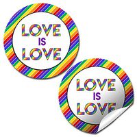 Love is Love LBGTQ Equality Pride Acceptance & Appreciation Thank You Sticker Labels, 40 2" Party Circle Stickers by AmandaCreation, Also Great for Envelope Seals & Gift Bags