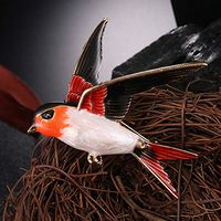Swallow Bird Enamel Brooch Pin Animal Women Scarf Suit Collar Lapel PinJewe SP Daily Fashion Novelty Aesthetic Girls Girl Design Womans Delicate | Color - Red