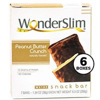 WonderSlim High Protein Snack Bar/Diet Bars - Peanut Butter Crunch (7ct) 6 Box Value-Pack (Save 15%) - Trans Fat Free, Aspartame Free, Kosher, Cholesterol Free