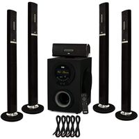 Acoustic Audio AAT3002 Tower 5.1 Home Theater Bluetooth Speaker System and 5 Extension Cables