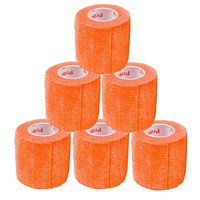 2 Inch Vet Wrap Tape Self Adhesive Medical Bandage Free Bonus Roll (Orange) (5 Pack Plus Free Roll) Self Adherent Cohesive First Aid Sport Flex Wrist Ankle Knee Sprains and Swelling