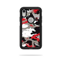 MightySkins Skin Compatible with OtterBox Commuter iPhone XR Case - Red Camo | Protective, Durable, and Unique Vinyl Decal wrap Cover | Easy to Apply, Remove, and Change Styles | Made in The USA