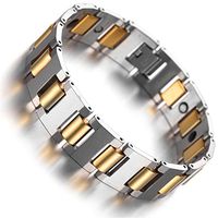 Kstyle Jewelry Tungsten Magnetic Hematite Mens Bracelet silver & gold 8" B1422
