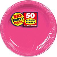 Amscan Bright Pink Plastic Plate Big Party Pack, 50 Ct.