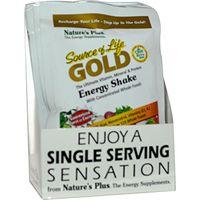 NaturesPlus Source of Life Gold Energy Shake 8 Pack - 1.2 oz, Vegetarian Drink Mix - Tropical Berry Flavor - Whole Food Vitamin, Mineral & Protein Powder - Probiotics - Gluten-Free - 8 Total Servings