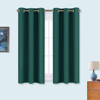 NICETOWN Window Curtain Panels, Thermal Insulated Solid Grommet Blackout Draperies/Drapes for Basement (Hunter Green, One Pair, 34 by 54-inch)
