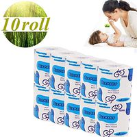 10 Roll Toilet Paper Ultra Soft & Strong 4-Ply Bath Paper 100% Pulp Recycled Cotton Toilet Paper Bulk for Family Restaurant Hotel (White)