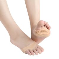 Xindda 6 PCS Breathable Metatarsal Pads Ball of Foot Pain Relief Correct Cushions Pads, Soft Gel Ball of Forefoot Pad, Toe Separators, Gel Foot Cushion Pads (Beige)
