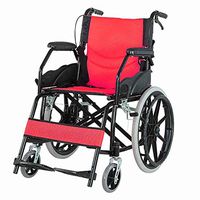 Gun ndy Wheelchair Foldable Thick Steel Tube Wheelchair Folding Portable Wheelchair Seat Elderly Disabled Travel Wheelchair,Red