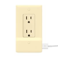 SnapPower USB Charger Outlet Wall Plate Cover - No Batteries Or Wires - Installs In Seconds - (Décor, Ivory) (1 Pack)