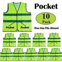 CIMC,Safety Vests Yellow Reflective High Visibility with Pockets,10 Pack,Bright Construction Vest with Sliver Strip, Hi Vis Vest Made from Neon Yellow Mesh,Working outdoor for man woman (yellow)