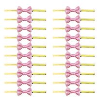 Yardwe 100pcs Bow Tie Twist for Bakery Candy Lollipop Cello Bag,Lovely Cute Colors Bow Tie Twist Ties for Cake Chocolate, Sealing CelloBags Small Treats Bags(Pink)