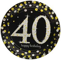 Amscan 541545 Sparkling Celebration 40 Round Prismatic Plates Party Supplies, 7", Multicolor