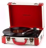 Vitkatronics Red & White Portable Turntable Suitcase USB Record Player Ambassador