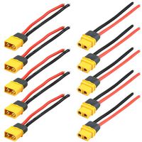 WMYCONGCONG 10 PCS XT60 XT60H Plug Male Female Connector with Sheath Housing Connector w/ 150mm 12AWG Silicon Wire for RC Lipo Battery FPV Drone
