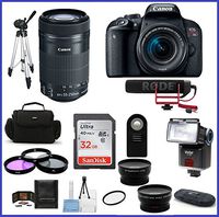 Canon EOS Rebel T7i DSLR Camera with 18-55mm Lens Video Creator Kit & Canon EF-S 55-250mm f/4-5.6 is STM Lens + Telephoto & Wide Angle Lenses + More