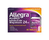 Allegra 24 Hour Allergy Relief, 45 ct, Long-Lasting Fast-Acting Antihistamine for Noticeable Relief from Indoor and Outdoor Allergy Symptoms