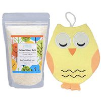 Bath Salts with Wash Cloths (Oatmeal Honey Bath + Yellow Owl Bath Cloth)