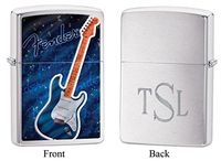 Personalized Fender Guitar and Logo Zippo Lighter with Free Roman Monogram