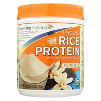 2 Pack of Growing Naturals Organic Raw Rice Protein - Vanilla Blast - 16.4 oz - 95%+ Organic - Gluten Free - Dairy Free - Wheat Free - Vegan